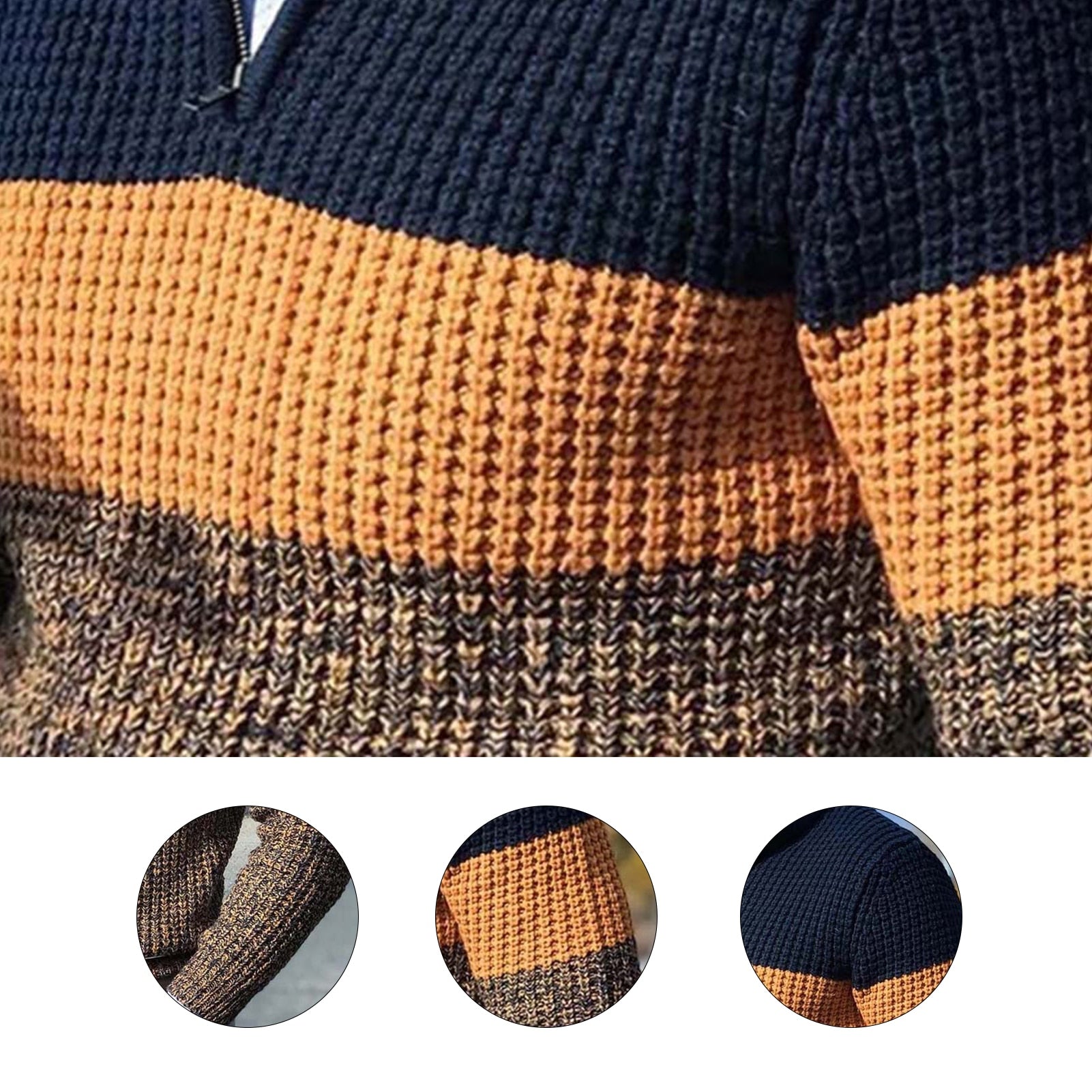 Men Autumn Winter Pullover Jumper1 Long Sleeve V Neck Color Block Knitted Sweater