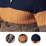 Load image into Gallery viewer, Men Autumn Winter Pullover Jumper1 Long Sleeve V Neck Color Block Knitted Sweater
