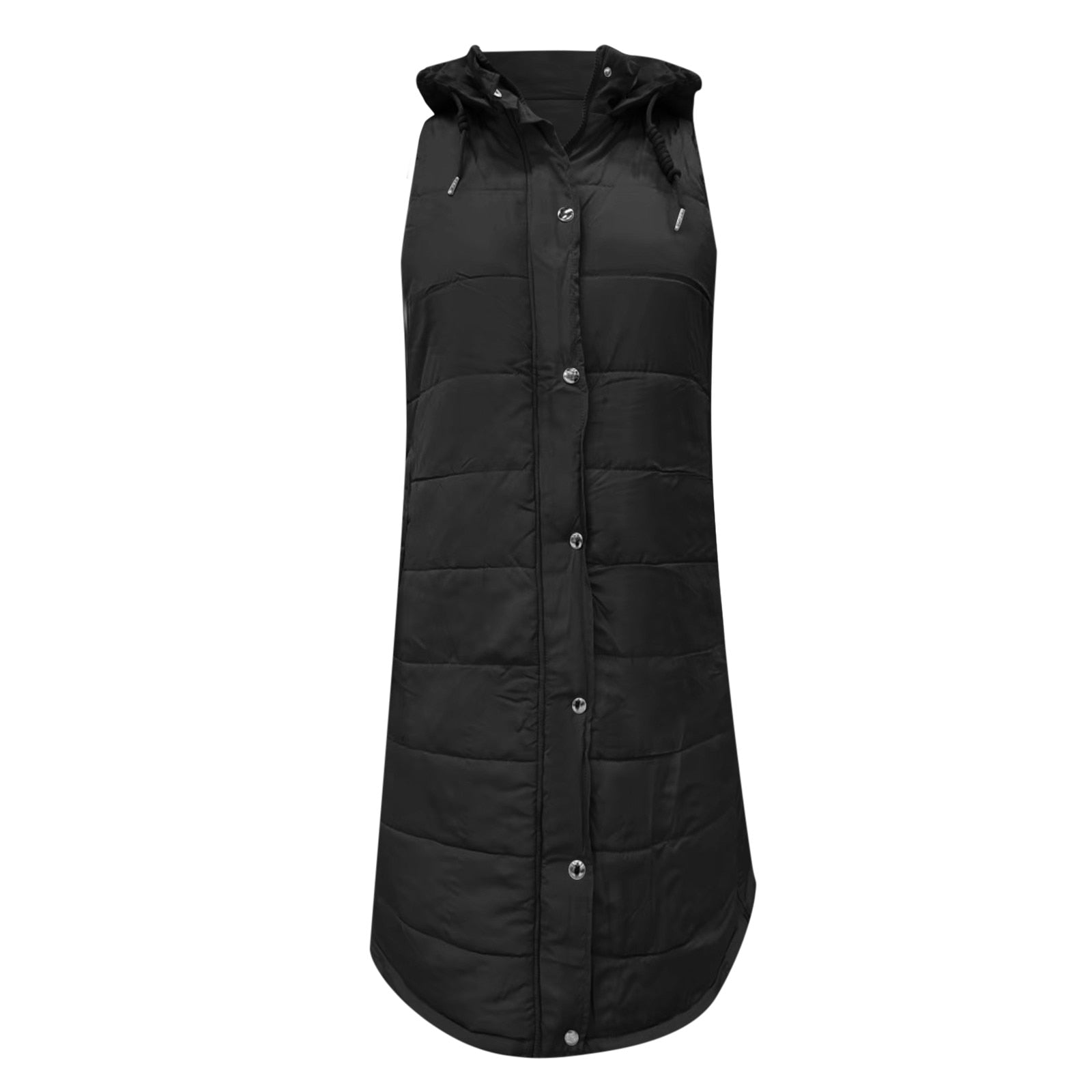 Women's Long Winter Coat Vest With Hood Sleeveless Warm Down Coat With Pockets